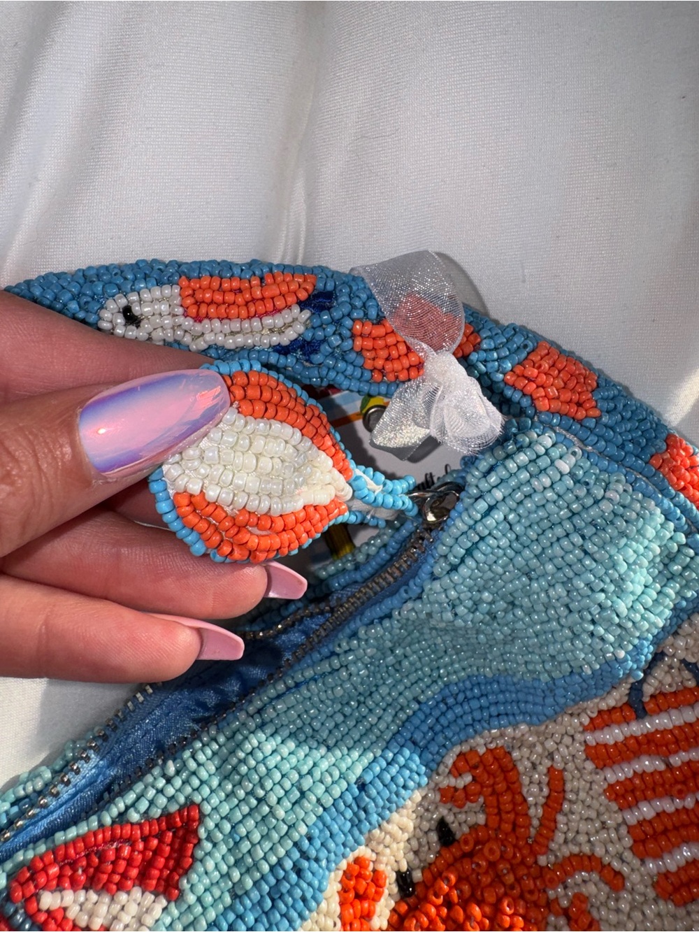 Crab at the Beach Beaded Handbag Handmade in India New with Tags - Picture 9 of 13